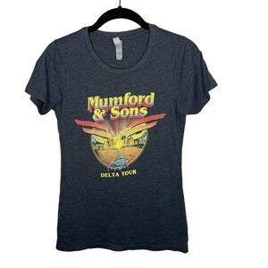 NEXT LEVEL APPAREL / gray Mumford & Sons 2018 Delta Tour fitted band tee / S